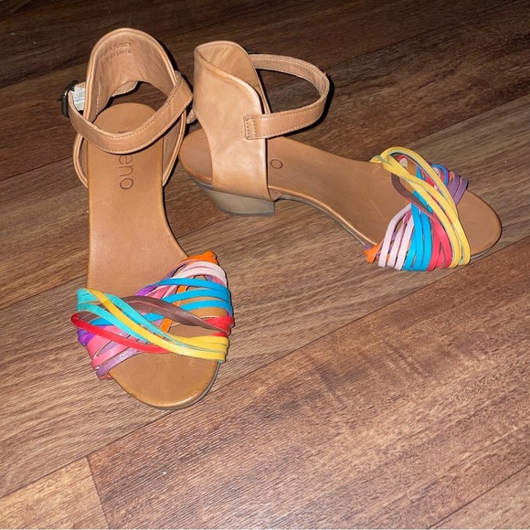 Bueno Multi Color Colorful Leather Block Heel Ankle Strap Size‎ 37 - Picture 2 of 11